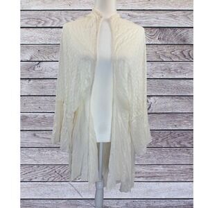 POL Ivory Lace Open Front Kimono Cardigan Boho Duster Women's Medium NWOT